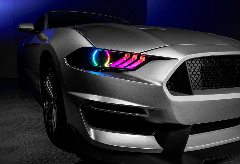Oracle 18-21 Ford Mustang Dynamic DRL w/ Halo Kit & Sequential Turn Signal - ColorSHIFT Oracle 18-21 Ford Mustang Dynamic DRL w/ Halo Kit & Sequential Turn Signal - ColorSHIFT