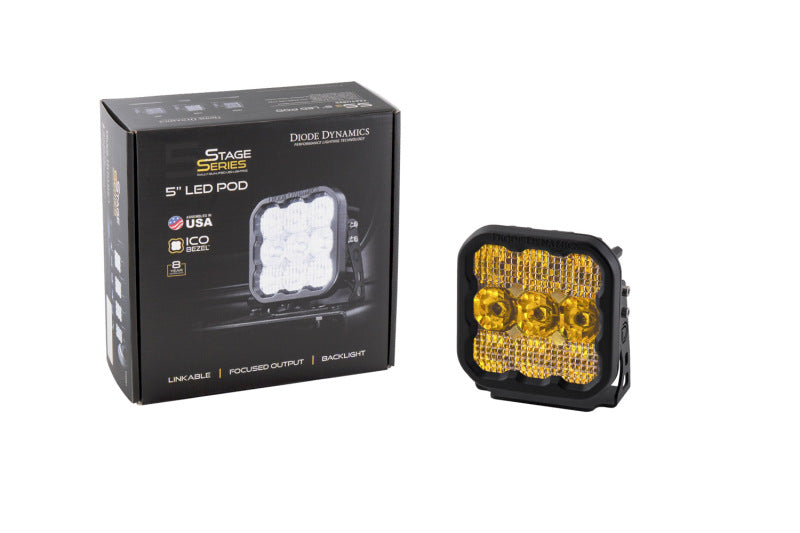 Diode Dynamics SS5 LED Pod Sport - Yellow Driving (Single) Diode Dynamics SS5 LED Pod Sport - Yellow Driving (Single)