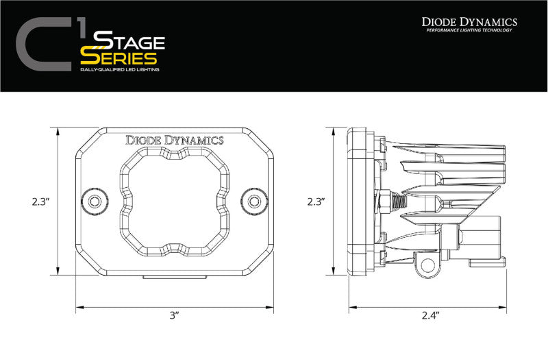 Diode Dynamics Stage Series C1 LED Pod - Yellow SAE Fog Flush ABL (Pair) Diode Dynamics Stage Series C1 LED Pod - Yellow SAE Fog Flush ABL (Pair)