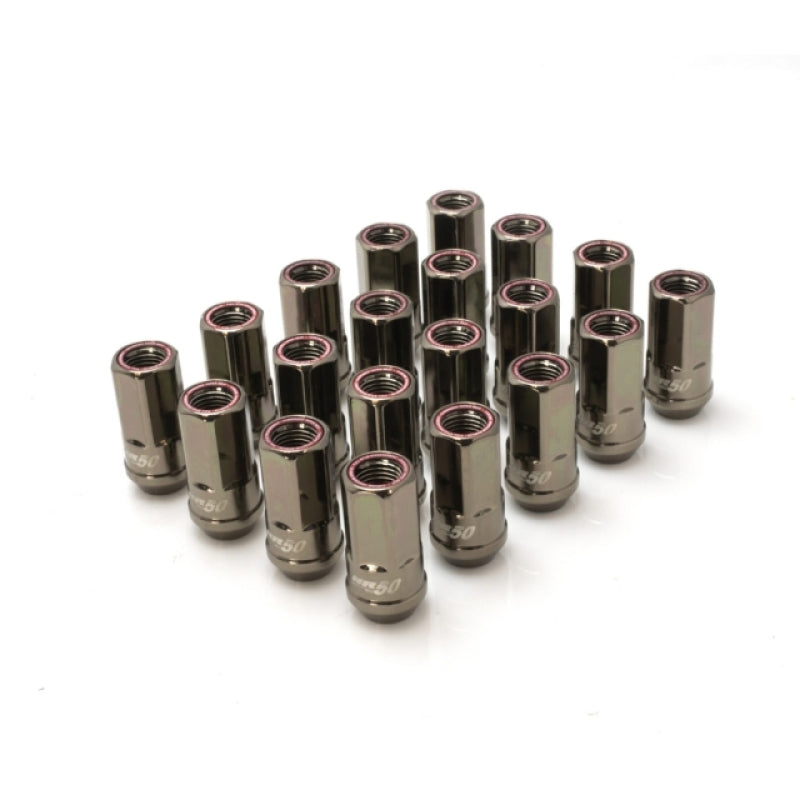 Wheel Mate Muteki HR50 Open End Lug Nuts - Titanium Chrome w/ Red Ring 14x1.50 Wheel Mate Muteki HR50 Open End Lug Nuts - Titanium Chrome w/ Red Ring 14x1.50