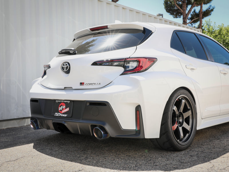 aFe 23-24 Toyota GR Corolla L3 1.6L (t) Gemini XV 3in to 2-1/2in Cat Back Exhaust w/ Blue Flame Tips aFe 23-24 Toyota GR Corolla L3 1.6L (t) Gemini XV 3in to 2-1/2in Cat Back Exhaust w/ Blue Flame Tips