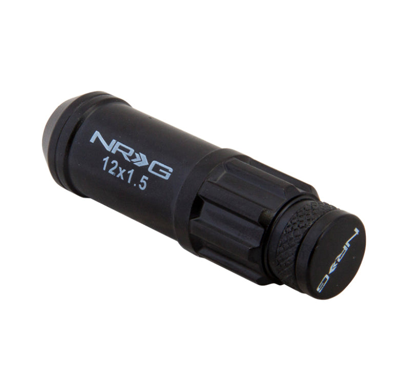 NRG 700 Series M12 X 1.5 Steel Lug Nut w/Dust Cap Cover Set 21 Pc w/Locks & Lock Socket - Black NRG 700 Series M12 X 1.5 Steel Lug Nut w/Dust Cap Cover Set 21 Pc w/Locks & Lock Socket - Black