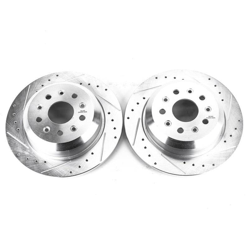 Power Stop 18-19 Jeep Wrangler Rear Evolution Drilled & Slotted Rotors - Pair Power Stop 18-19 Jeep Wrangler Rear Evolution Drilled & Slotted Rotors - Pair