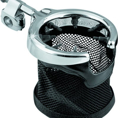 Kuryakyn Universal Passenger Drink Holder With Basket Black & Chrome