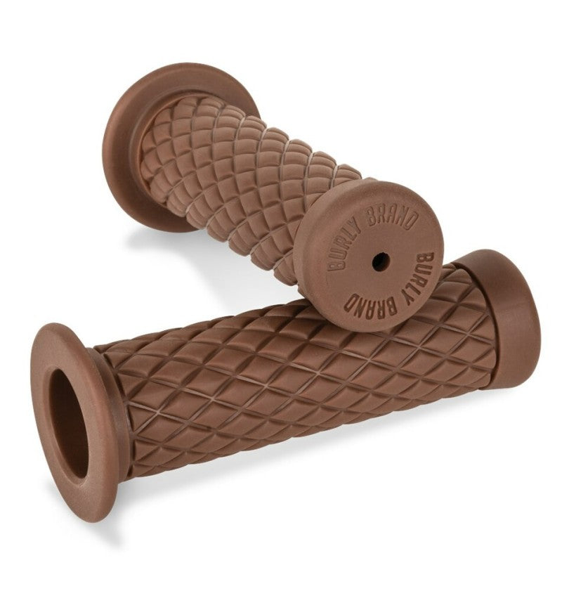 Burly Brand Rubber Diamondback Grips 7/8in - Brown Burly Brand Rubber Diamondback Grips 7/8in - Brown