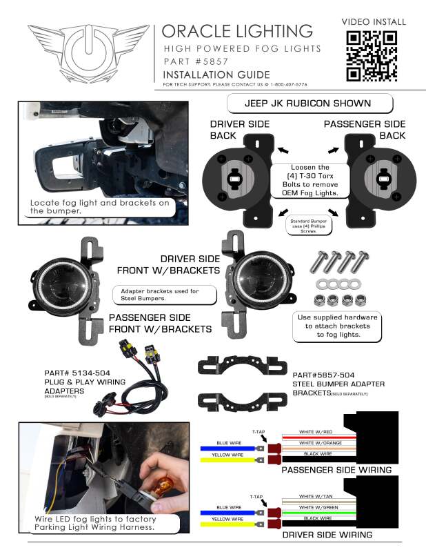 Oracle LED Fog Light Adapter Brackets for Steel Bumper Wrangler SEE WARRANTY Oracle LED Fog Light Adapter Brackets for Steel Bumper Wrangler SEE WARRANTY
