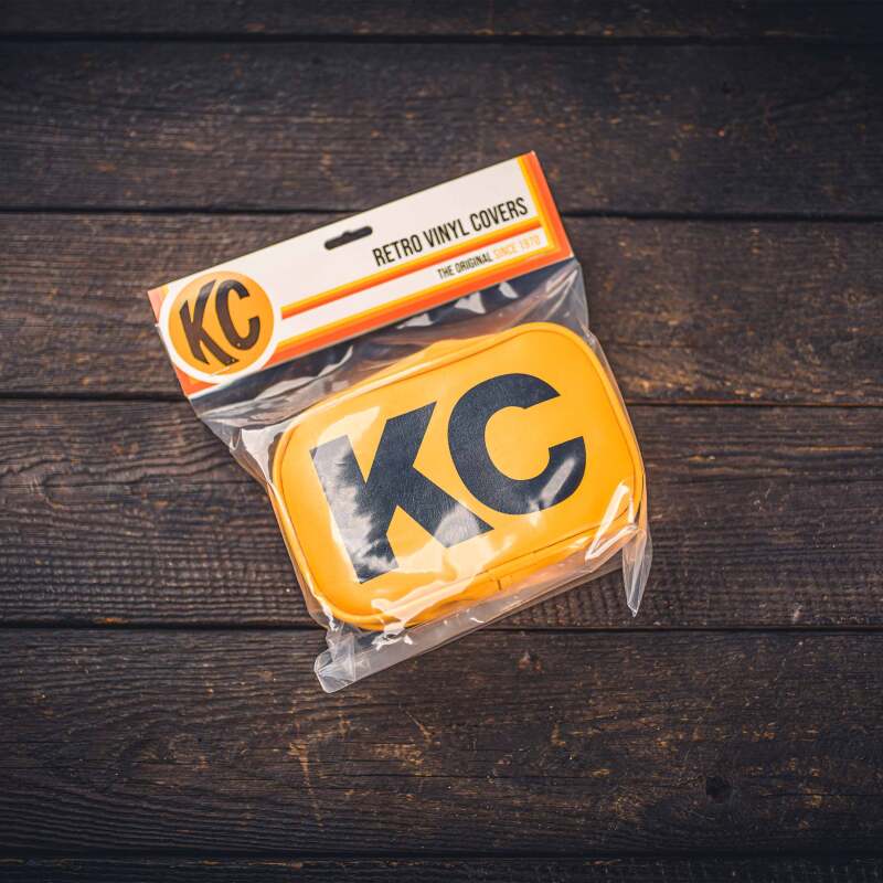 KC HiLiTES Retro 5in x 7in Rectangular Yellow Vinyl Light Cover w/ Black KC Logo (Pair) KC HiLiTES Retro 5in x 7in Rectangular Yellow Vinyl Light Cover w/ Black KC Logo (Pair)