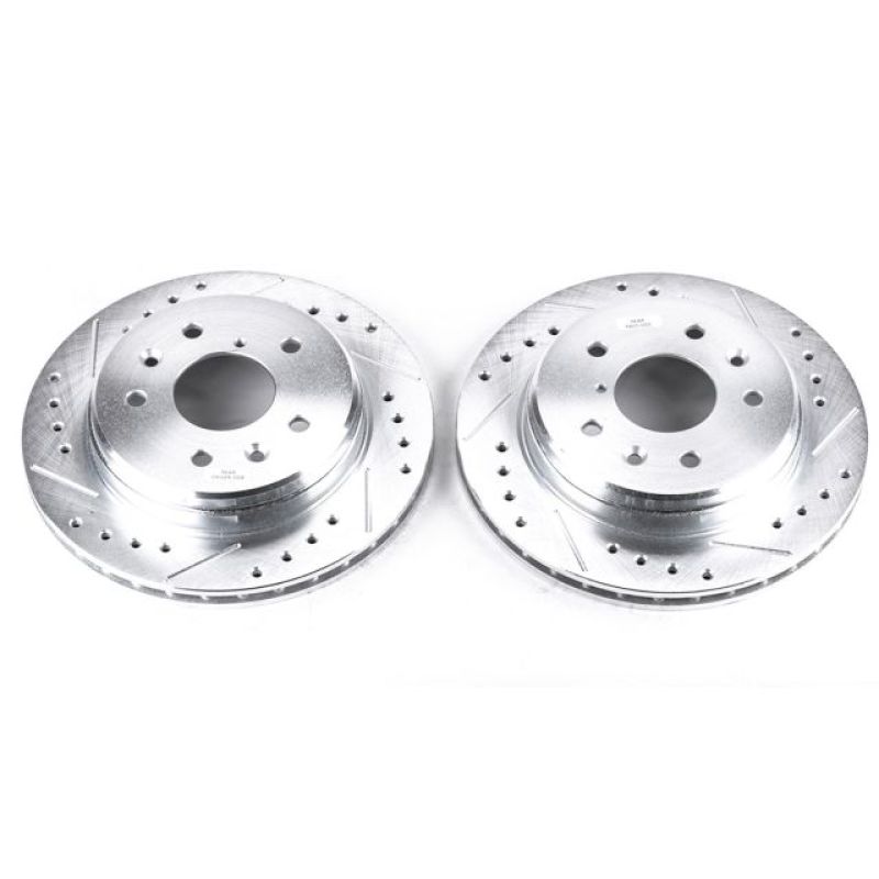Power Stop 86-91 Mazda RX-7 Rear Evolution Drilled & Slotted Rotors - Pair Power Stop 86-91 Mazda RX-7 Rear Evolution Drilled & Slotted Rotors - Pair