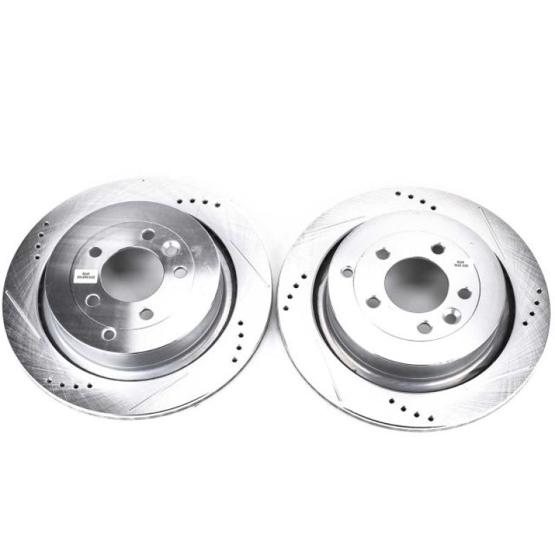 Power Stop 05-09 Land Rover LR3 Rear Evolution Drilled & Slotted Rotors - Pair Power Stop 05-09 Land Rover LR3 Rear Evolution Drilled & Slotted Rotors - Pair