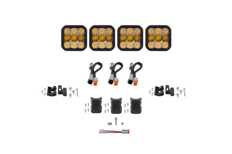 Diode Dynamics SS5 Sport Universal CrossLink 4-Pod Lightbar - Yellow Combo Diode Dynamics SS5 Sport Universal CrossLink 4-Pod Lightbar - Yellow Combo