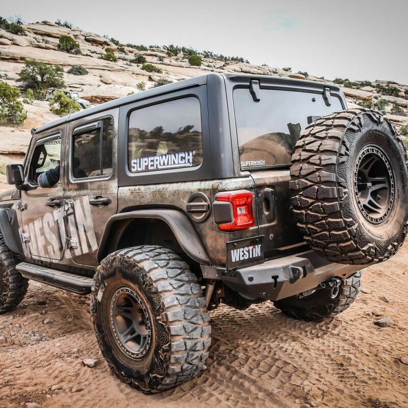 Westin 18-19 Jeep Wrangler JL WJ2 Rear Bumper w/  Sensors (Excl. Wrangler JK) - Textured Black Westin 18-19 Jeep Wrangler JL WJ2 Rear Bumper w/  Sensors (Excl. Wrangler JK) - Textured Black