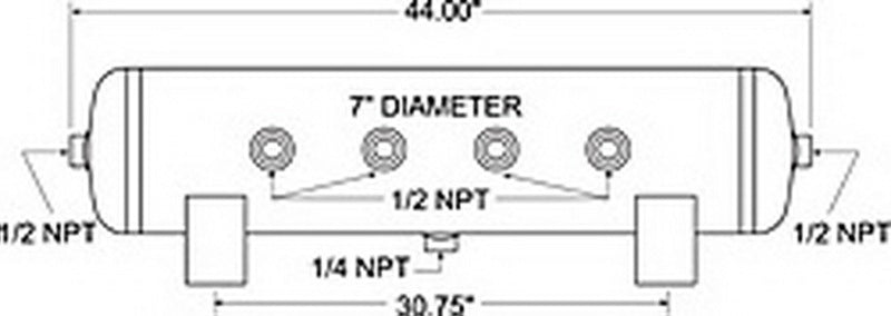 Firestone Air Tank 20 Gallon 12in. x 44in. (6) 1/2in. NPT Ports 150 PSI Max - Black (WR17609277) Firestone Air Tank 20 Gallon 12in. x 44in. (6) 1/2in. NPT Ports 150 PSI Max - Black (WR17609277)
