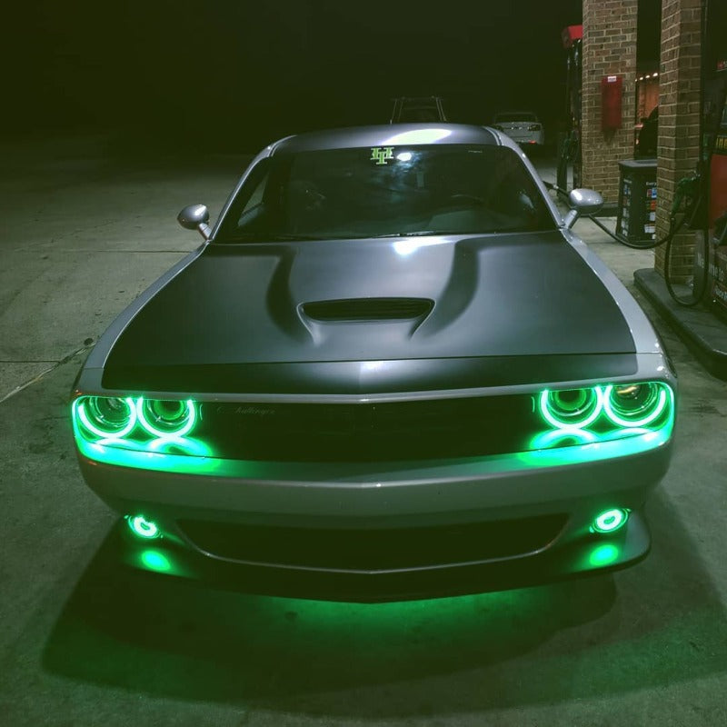 Oracle 15-21 Dodge Challenger Waterproof LED Fog Light Halo Kit - ColorSHIFT Oracle 15-21 Dodge Challenger Waterproof LED Fog Light Halo Kit - ColorSHIFT