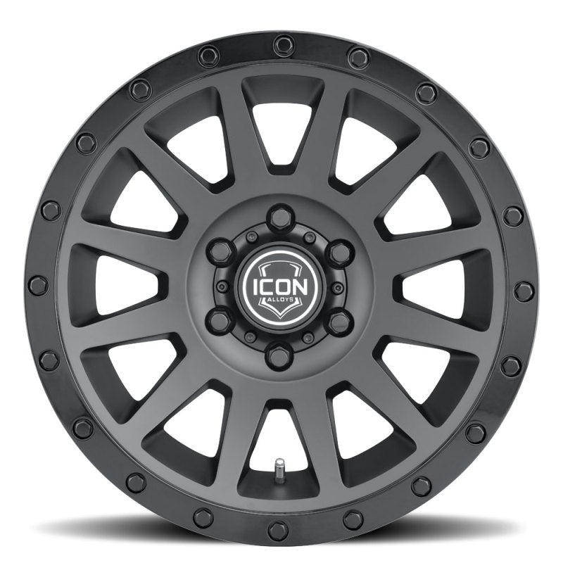 ICON Compression 17x8.5 6x5.5 0mm Offset 4.75in BS 106.1mm Bore Double Black Wheel ICON Compression 17x8.5 6x5.5 0mm Offset 4.75in BS 106.1mm Bore Double Black Wheel