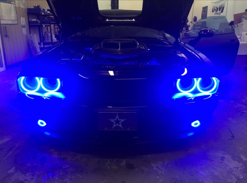 Oracle 15-21 Dodge Challenger Waterproof LED Fog Light Halo Kit - ColorSHIFT Oracle 15-21 Dodge Challenger Waterproof LED Fog Light Halo Kit - ColorSHIFT