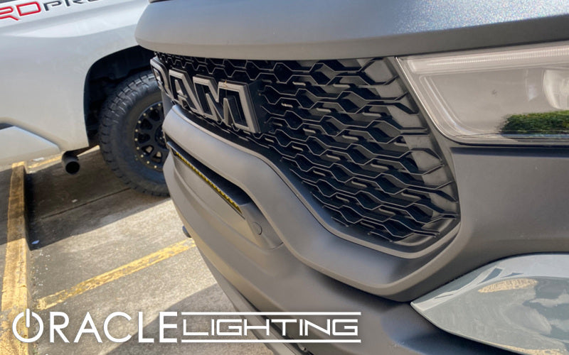 ORACLE Lighting 19-22 RAM Rebel/TRX Front Bumper Flush LED Light Bar System - Yellow SEE WARRANTY ORACLE Lighting 19-22 RAM Rebel/TRX Front Bumper Flush LED Light Bar System - Yellow SEE WARRANTY