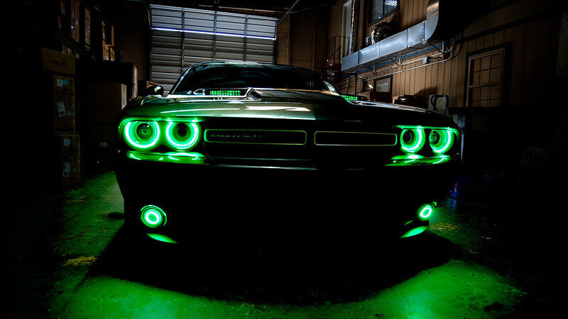 Oracle 15-21 Dodge Challenger Waterproof LED Fog Light Halo Kit - ColorSHIFT Oracle 15-21 Dodge Challenger Waterproof LED Fog Light Halo Kit - ColorSHIFT
