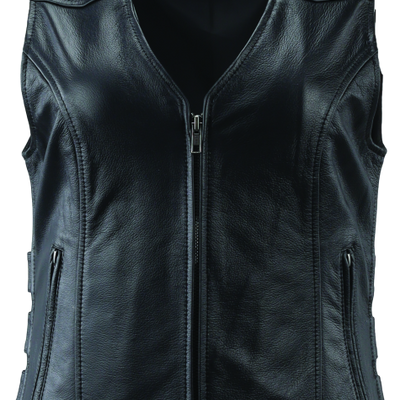 River Road Plains Leather Vest Black Womens - 3XL