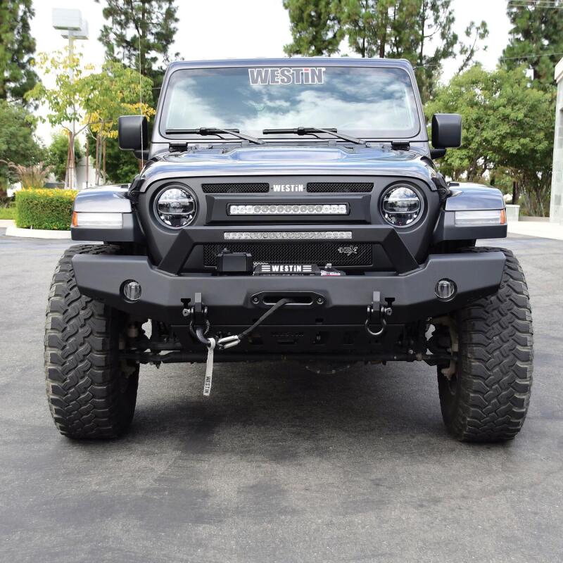 Westin 18-20 Jeep Wrangler WJ2 Full Width Front Bumper w/LED Light Bar Mount Textured Black Westin 18-20 Jeep Wrangler WJ2 Full Width Front Bumper w/LED Light Bar Mount Textured Black