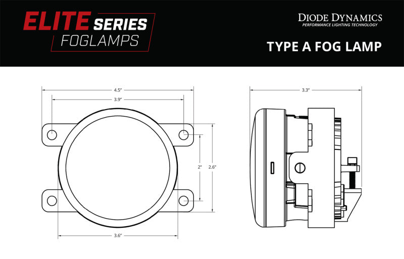 Diode Dynamics Elite Series Type A Fog Lamps - White (Pair) Diode Dynamics Elite Series Type A Fog Lamps - White (Pair)