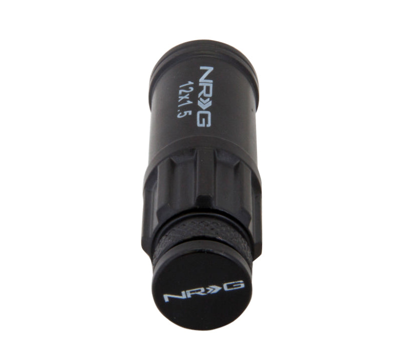 NRG 700 Series M12 X 1.5 Steel Lug Nut w/Dust Cap Cover Set 21 Pc w/Locks & Lock Socket - Black NRG 700 Series M12 X 1.5 Steel Lug Nut w/Dust Cap Cover Set 21 Pc w/Locks & Lock Socket - Black