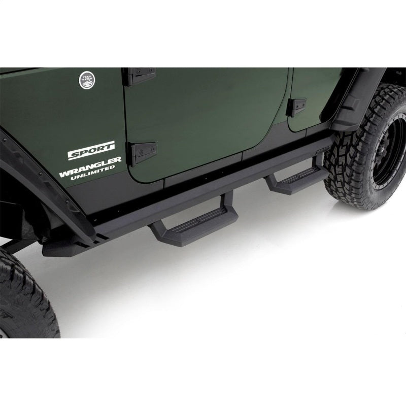 Rampage 1999-2019 Jeep Rock Rail Short Step Universal 4 Piece Set - Black Rampage 1999-2019 Jeep Rock Rail Short Step Universal 4 Piece Set - Black