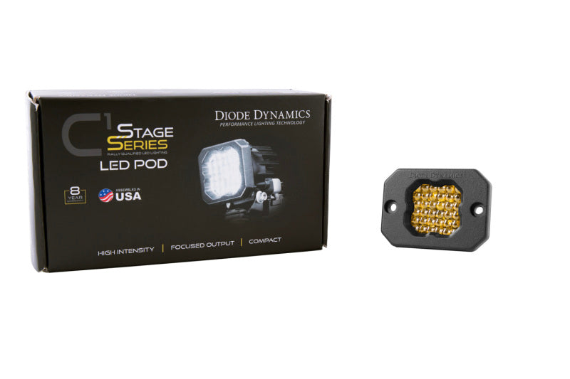 Diode Dynamics Stage Series C1 LED Pod Sport - Yellow Flood Flush ABL Each Diode Dynamics Stage Series C1 LED Pod Sport - Yellow Flood Flush ABL Each