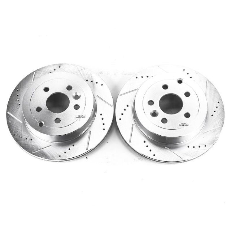 Power Stop 08-12 Land Rover LR2 Rear Evolution Drilled & Slotted Rotors - Pair Power Stop 08-12 Land Rover LR2 Rear Evolution Drilled & Slotted Rotors - Pair