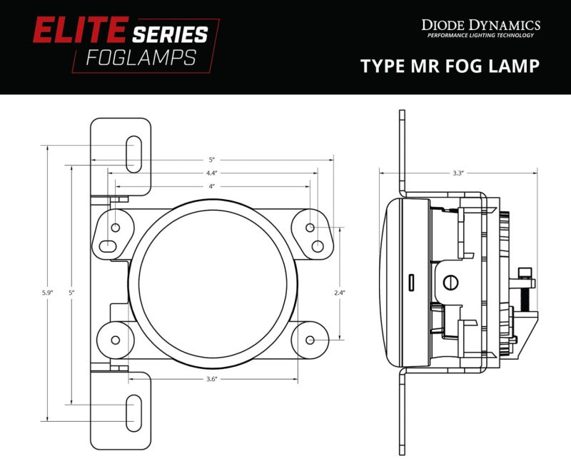 Diode Dynamics Elite Series Type MR Fog Lamps - White (Pair) Diode Dynamics Elite Series Type MR Fog Lamps - White (Pair)