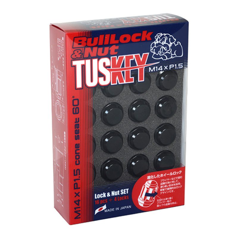 Project Kics 16 LUGS + 4 LOCKS Tuskey Black Bullock And Nut Set - 14X1.50 Project Kics 16 LUGS + 4 LOCKS Tuskey Black Bullock And Nut Set - 14X1.50