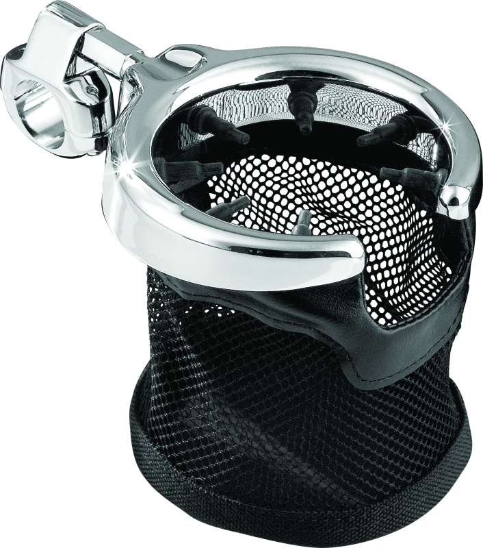 Kuryakyn Drink Holder with Mesh Basket 1 inch Clamp Chrome Kuryakyn Drink Holder with Mesh Basket 1 inch Clamp Chrome