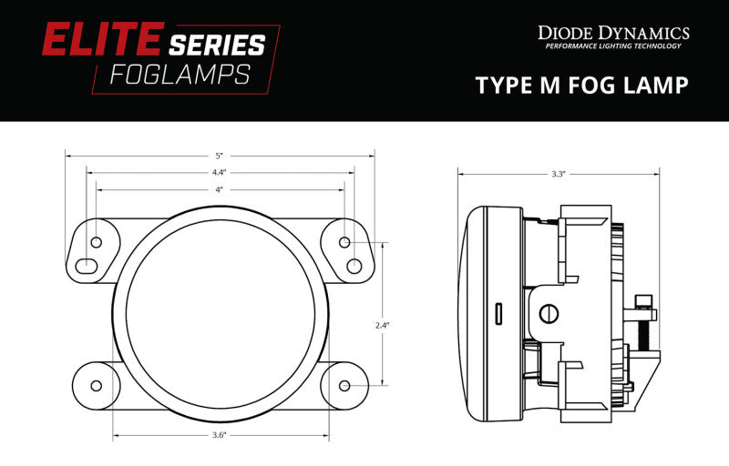 Diode Dynamics Elite Series Type M Fog Lamps - White (Pair) Diode Dynamics Elite Series Type M Fog Lamps - White (Pair)