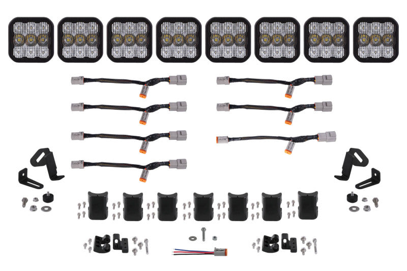 Diode Dynamics SS5 Pro Universal CrossLink 8-Pod Lightbar - White Combo Diode Dynamics SS5 Pro Universal CrossLink 8-Pod Lightbar - White Combo