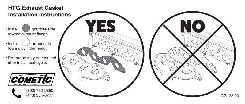 Cometic Chevy Gen1 Small Block V8 .094in HTG Exhaust Mani Gasket Set-1.480in x 1.450in Square Ports Cometic Chevy Gen1 Small Block V8 .094in HTG Exhaust Mani Gasket Set-1.480in x 1.450in Square Ports