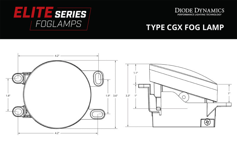 Diode Dynamics Elite Series Type CGX Fog Lamps - Yellow (Pair) Diode Dynamics Elite Series Type CGX Fog Lamps - Yellow (Pair)
