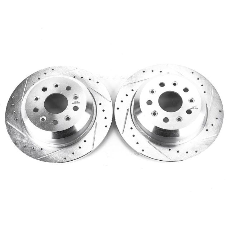 Power Stop 18-19 Jeep Wrangler Rear Evolution Drilled & Slotted Rotors - Pair Power Stop 18-19 Jeep Wrangler Rear Evolution Drilled & Slotted Rotors - Pair