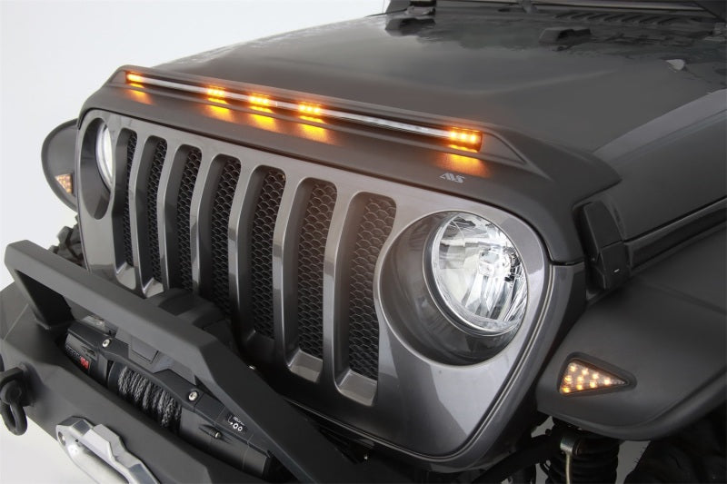 AVS 2007-2018 Jeep Wrangler JK Aeroskin Low Profile Hood Shield w/ Lights - Black AVS 2007-2018 Jeep Wrangler JK Aeroskin Low Profile Hood Shield w/ Lights - Black