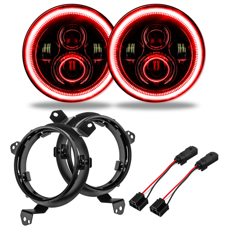 Oracle Jeep Wrangler JL/Gladiator JT 7in. High Powered LED Headlights (Pair) - Red SEE WARRANTY Oracle Jeep Wrangler JL/Gladiator JT 7in. High Powered LED Headlights (Pair) - Red SEE WARRANTY