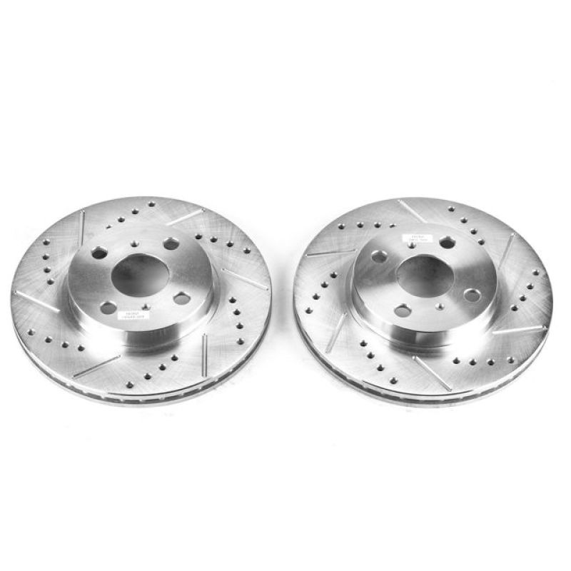 Power Stop 01-05 Toyota Echo Front Evolution Drilled & Slotted Rotors - Pair Power Stop 01-05 Toyota Echo Front Evolution Drilled & Slotted Rotors - Pair