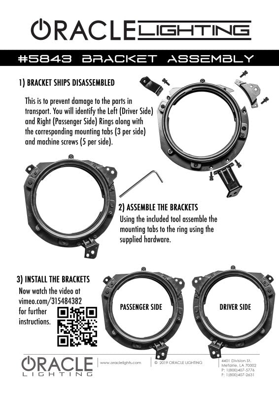 Oracle Jeep Wrangler JL/ Gladiator JT Adjustable 7in. Headlight Brackets (Pair) SEE WARRANTY Oracle Jeep Wrangler JL/ Gladiator JT Adjustable 7in. Headlight Brackets (Pair) SEE WARRANTY