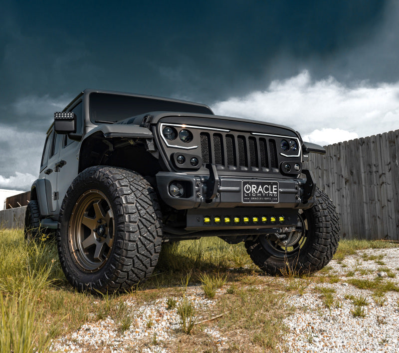 ORACLE Lighting 2019+ Jeep Wrangler JL Skid Plate w/ Integrated LED Emitters - Yellow SEE WARRANTY ORACLE Lighting 2019+ Jeep Wrangler JL Skid Plate w/ Integrated LED Emitters - Yellow SEE WARRANTY