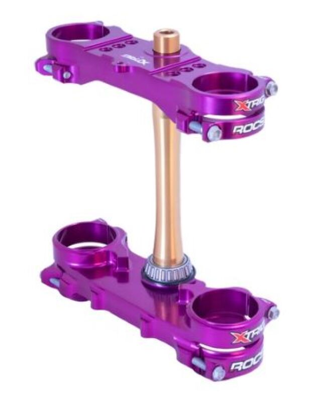 XTrig 2024 Yamaha YZ250F/ 23+ YZ450F ROCS Tech Triple Clamp 22 mm. Offset M12 - Purple XTrig 2024 Yamaha YZ250F/ 23+ YZ450F ROCS Tech Triple Clamp 22 mm. Offset M12 - Purple