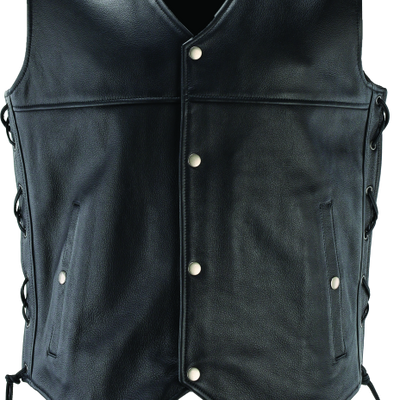 River Road Old Skool Leather Vest Black - Medium