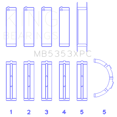 King Engine Bearings Ford 281 4.6L Sohc 16V (Size +.026mm) Main Bearing Set