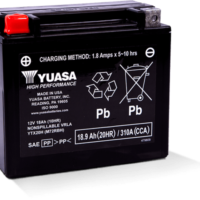 Yuasa YTX20H Maintenance Free AGM 12 Volt Battery