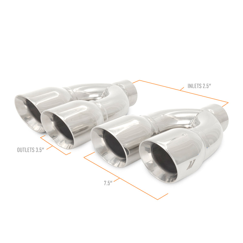 Mishimoto Universal Steel Muffler Tip 2.5in Inlet Dual Y Polished Mishimoto Universal Steel Muffler Tip 2.5in Inlet Dual Y Polished