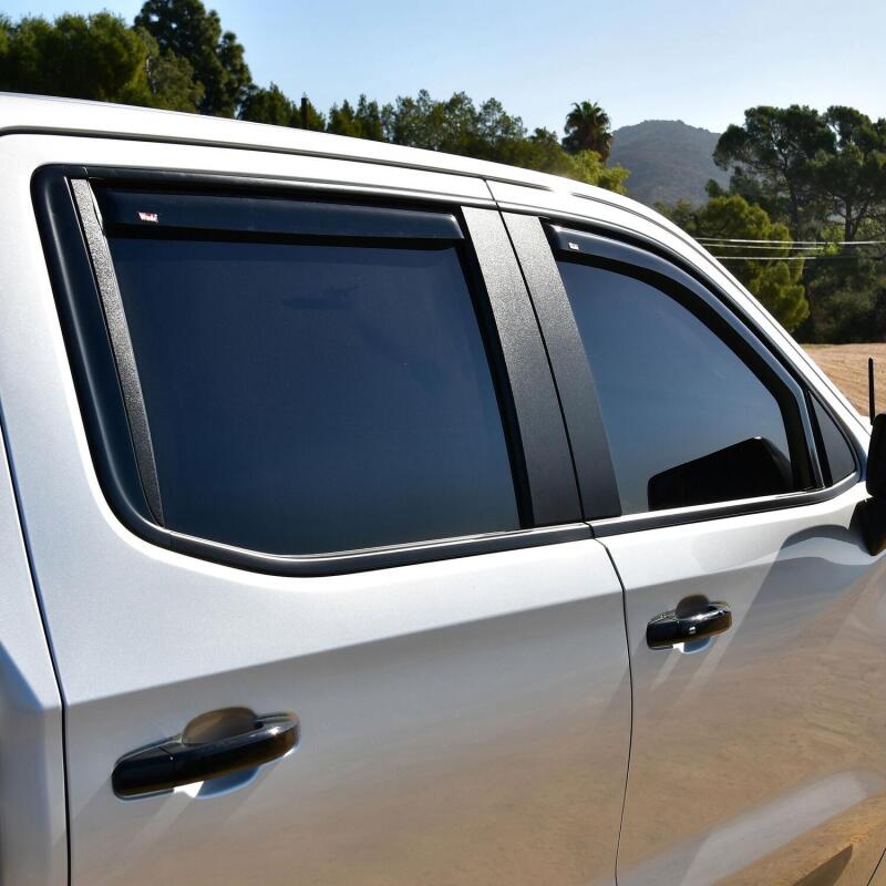 Westin 19-21 Chevy Silverado Crew Cab Pickup In-Channel Wind Deflector 4pc - Smoke Westin 19-21 Chevy Silverado Crew Cab Pickup In-Channel Wind Deflector 4pc - Smoke
