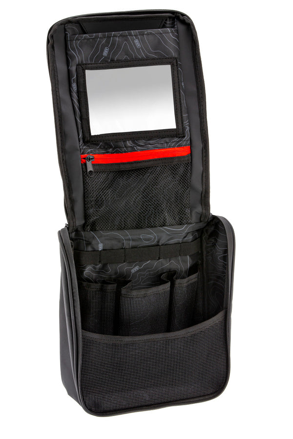 ARB Toiletries Bag Charcoal Finish w/ Red Highlights PVC Outer Shell Mesh Pockets Mirror ARB Toiletries Bag Charcoal Finish w/ Red Highlights PVC Outer Shell Mesh Pockets Mirror