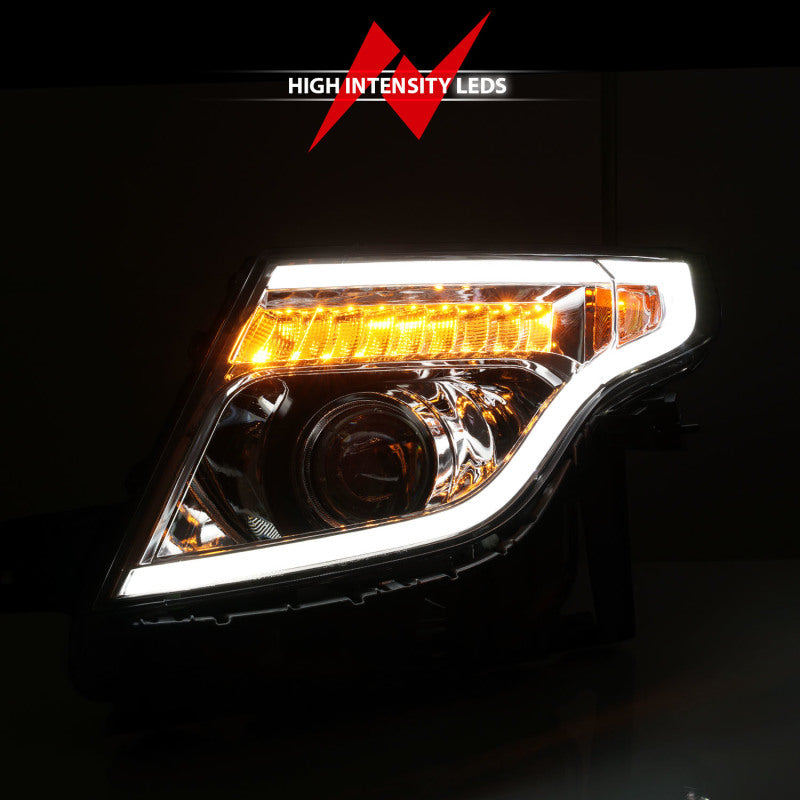 ANZO 11-15 Ford Explorer Projector Headlights w/ Light Bar Chrome Housing w/ Amber light ANZO 11-15 Ford Explorer Projector Headlights w/ Light Bar Chrome Housing w/ Amber light