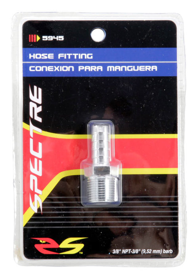 Spectre Fuel Fitting 3/8in. Hose Barb NPT Threads - Chrome Spectre Fuel Fitting 3/8in. Hose Barb NPT Threads - Chrome